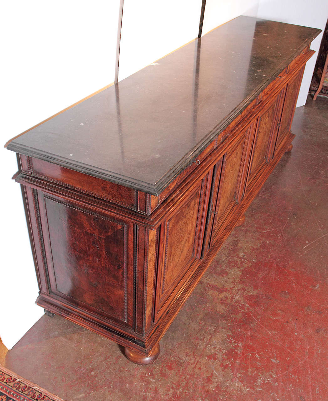 Antique French Walnut Buffet Sideboard with Marble Top at 1stDibs