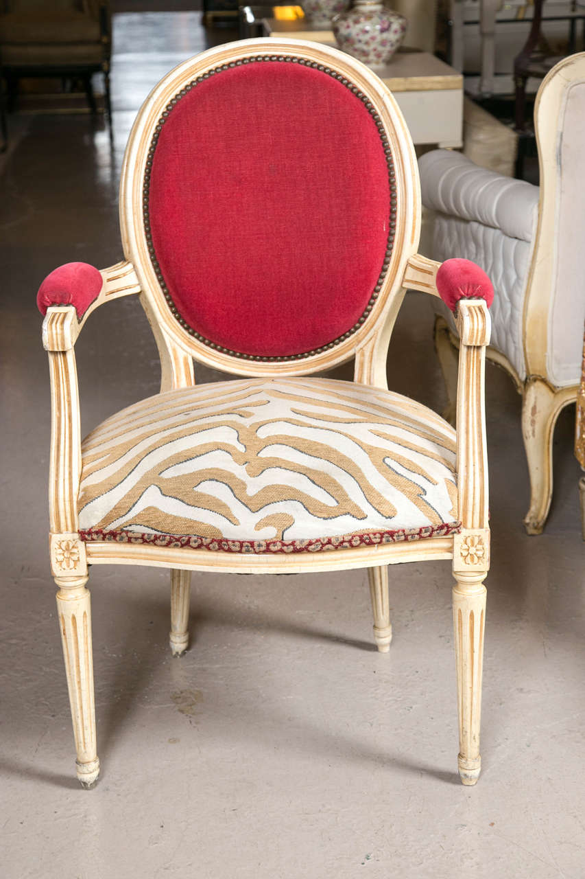 Louis XVI Set of Eight Hollywood Regency Style French Dining Chairs Attributed to Jansen