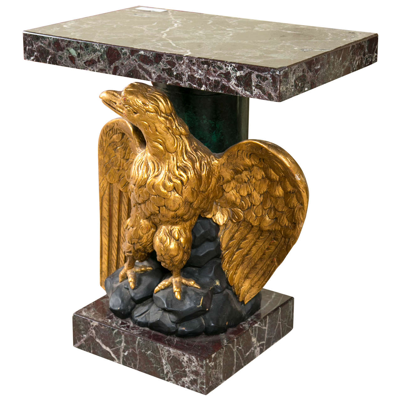 Federal Style Pedestal, Marble, Giltwood, Eagle Motif, 1950s For Sale