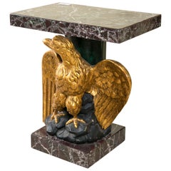 Federal Style Giltwood Carved Eagle Marble-Top Pedestal Table Exquisite Detail