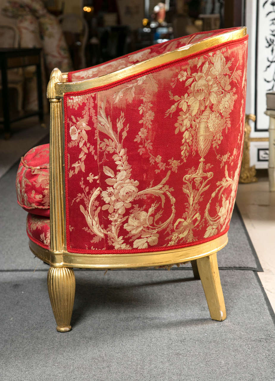 Mid-20th Century Art Deco Giltwood Barrel Back Chair