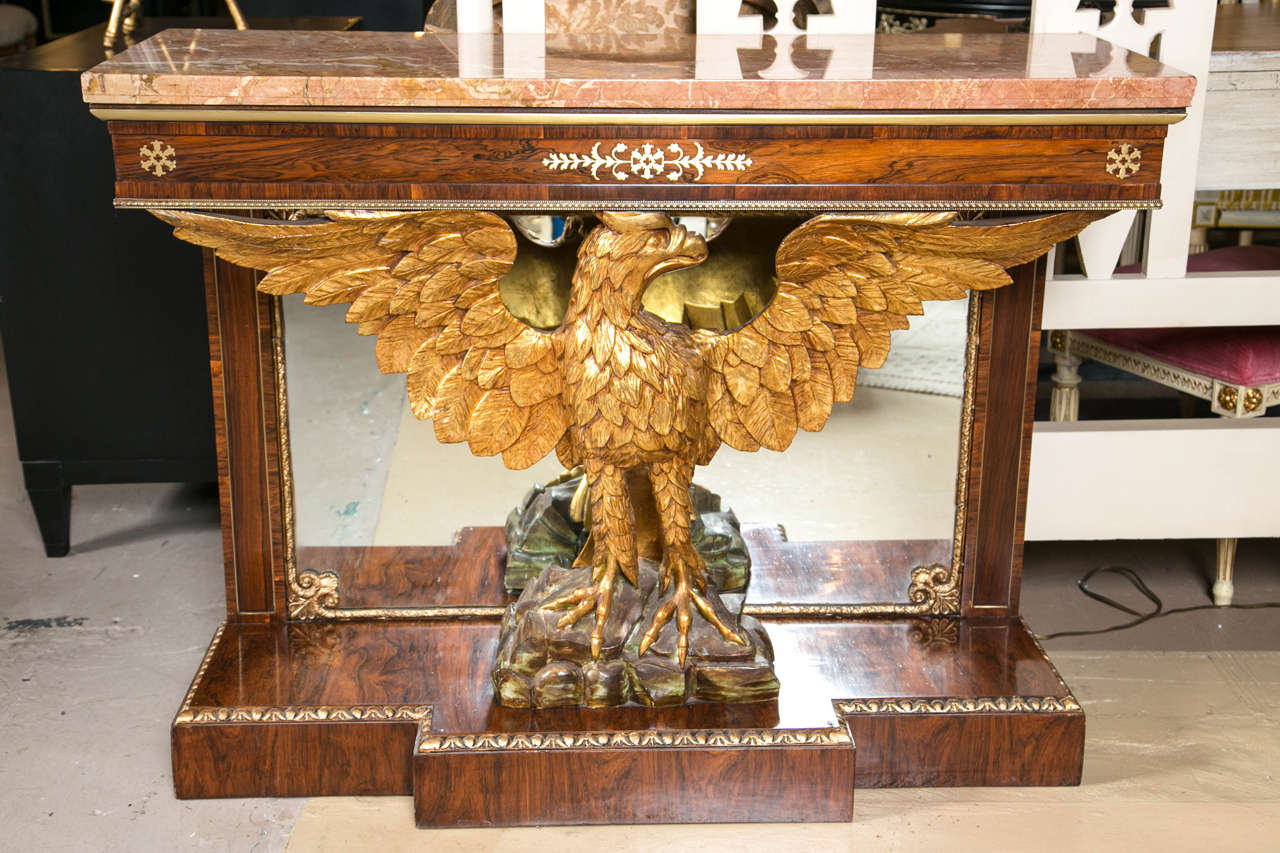 Pair of 19th Century Federal Style Gilt Opposing Eagle Console Tables
