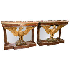 Pair of 19th Century Federal Style Gilt Opposing Eagle Console Tables