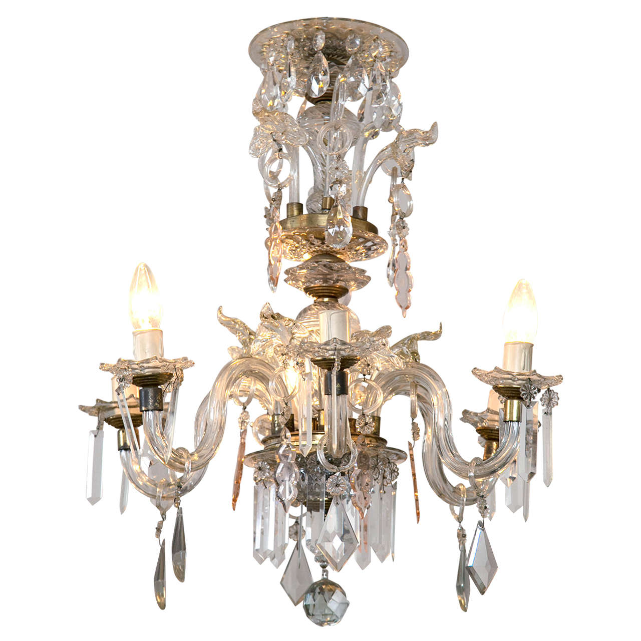 Crystal Chandelier with Large Crystals Vintage For Sale at 1stdibs