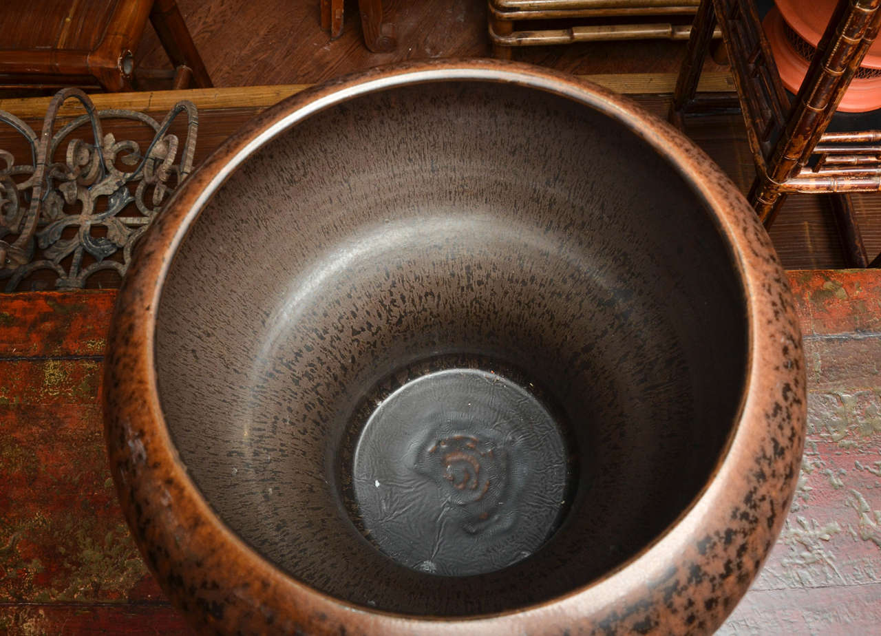 Contemporary Thai Glazed Ceramic Wide Mouth Artisan Vase 1