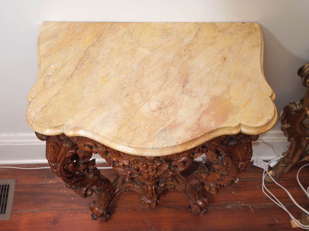 Pair of Louis XV Wall-Mounted Console Tables with Marble Top 2