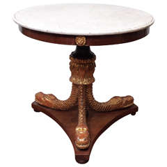 Biedermeier Round Table with Gilt Trifed Dolphin Supports