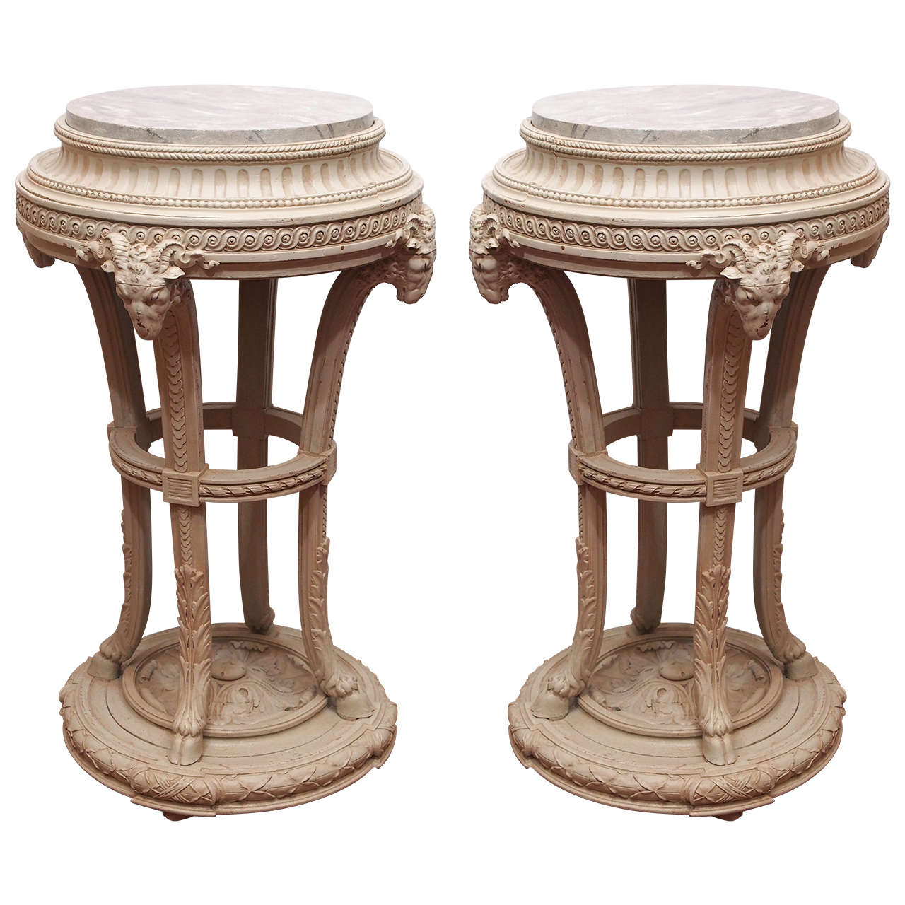 Pair of Louis XVI Style Painted Fishbowl Stands