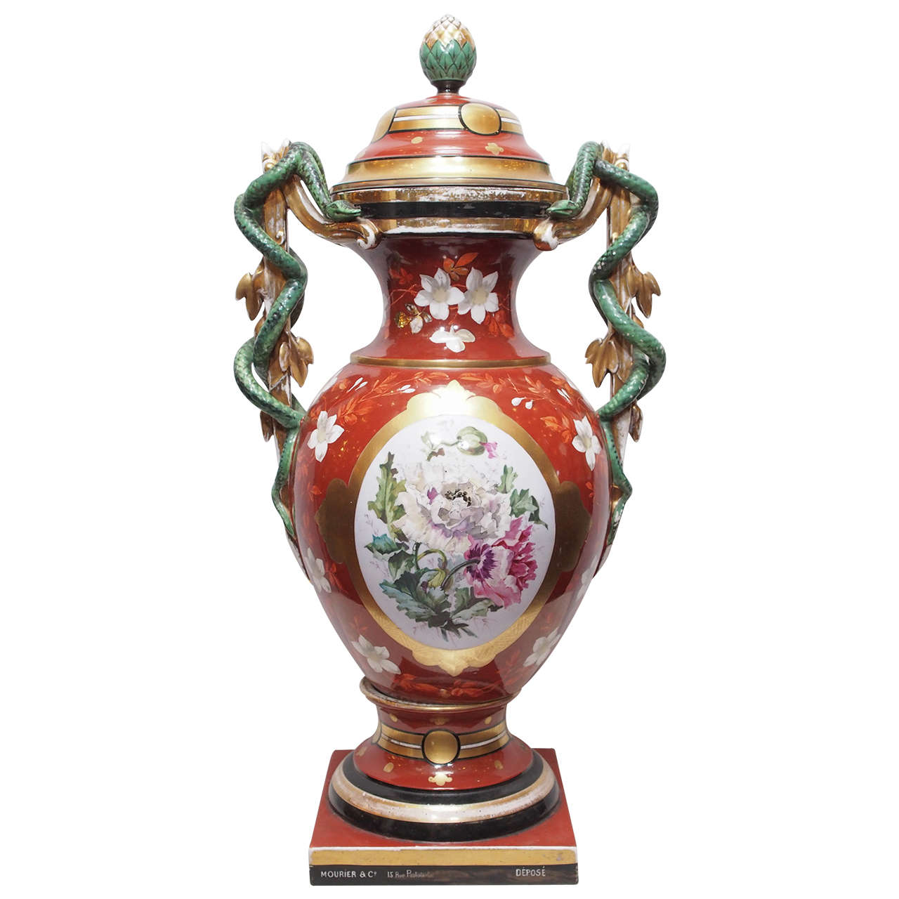 French Vieux Paris Lidded Apothecary Jar For Sale