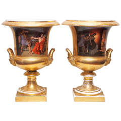 Pair of Vieux Paris Porcelain Campagna Urns 7