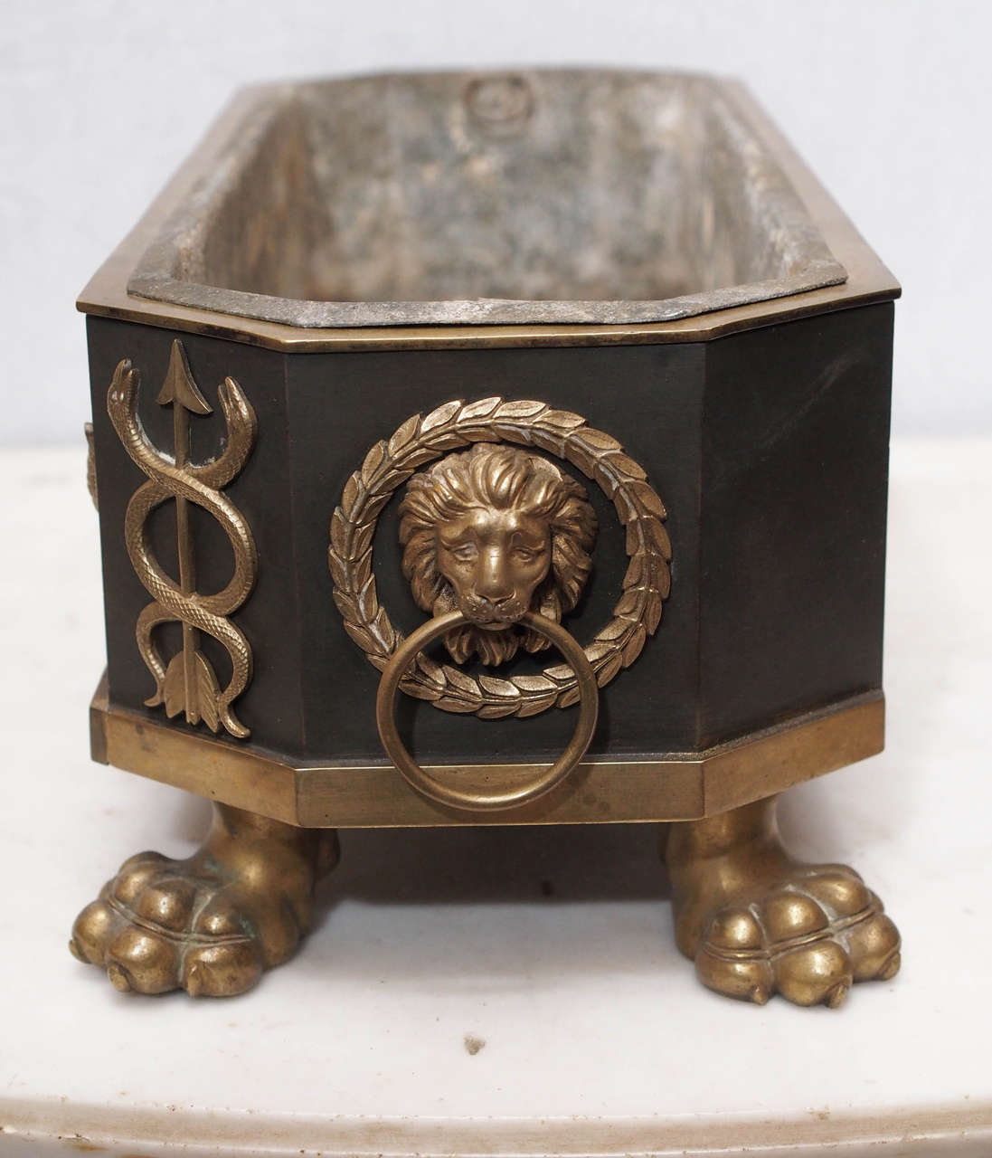 19th Century French Empire Patinated and Gilt Bronze Jardiniere