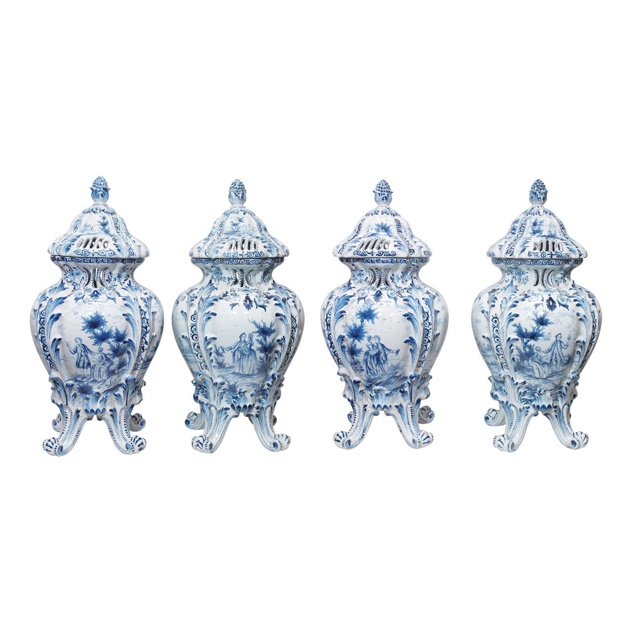 Set of Four Rare Delft Parfumiere