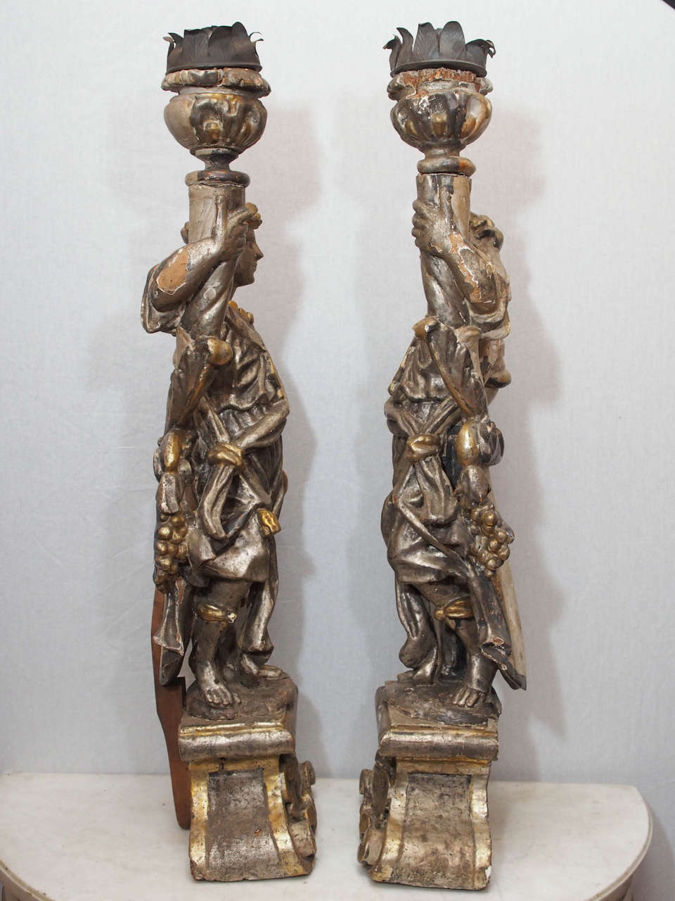 Pair of Italian 18th Century Figural Candlesticks 4