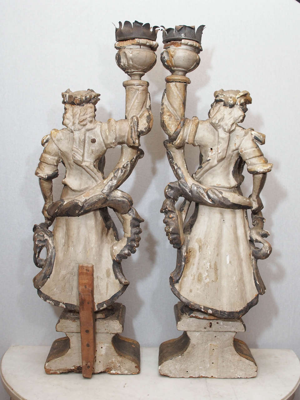 Pair of Italian 18th Century Figural Candlesticks 5