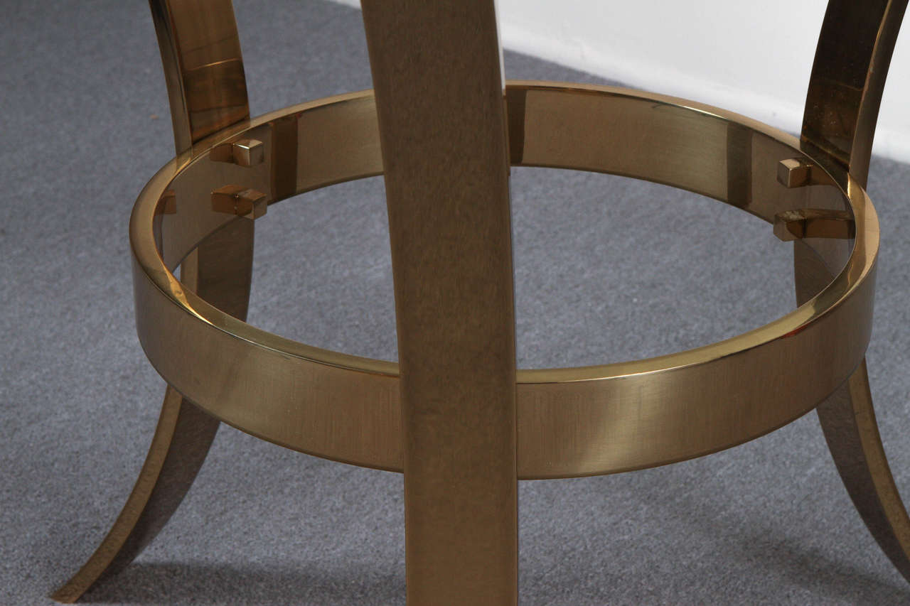 American Large Brass and Glass Tripod Entry Table For Sale