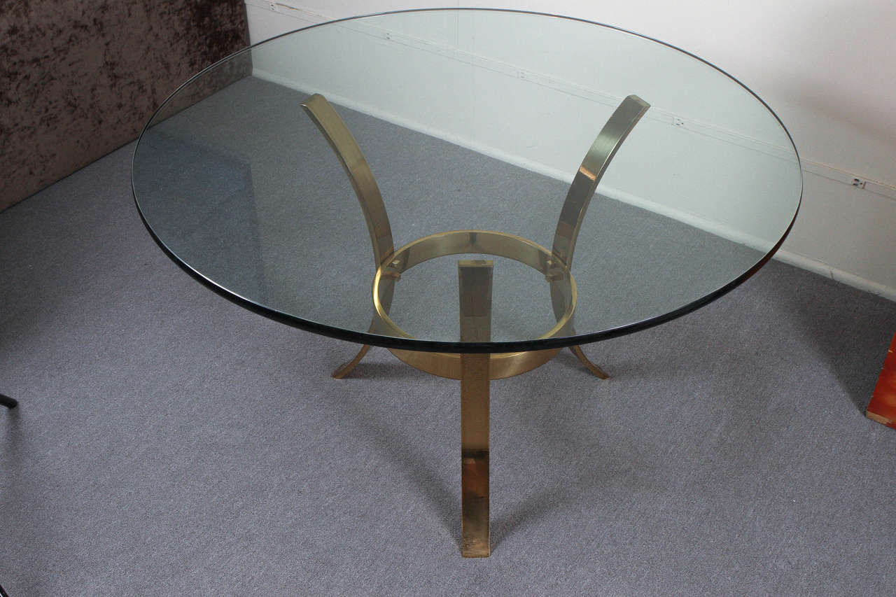 Large Brass and Glass Tripod Entry Table 2