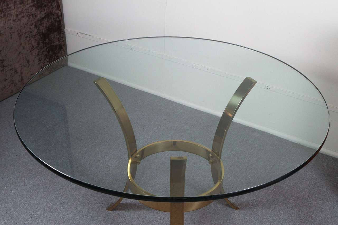 Large Brass and Glass Tripod Entry Table For Sale 3