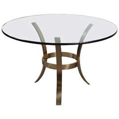 Large Brass and Glass Tripod Entry Table 2