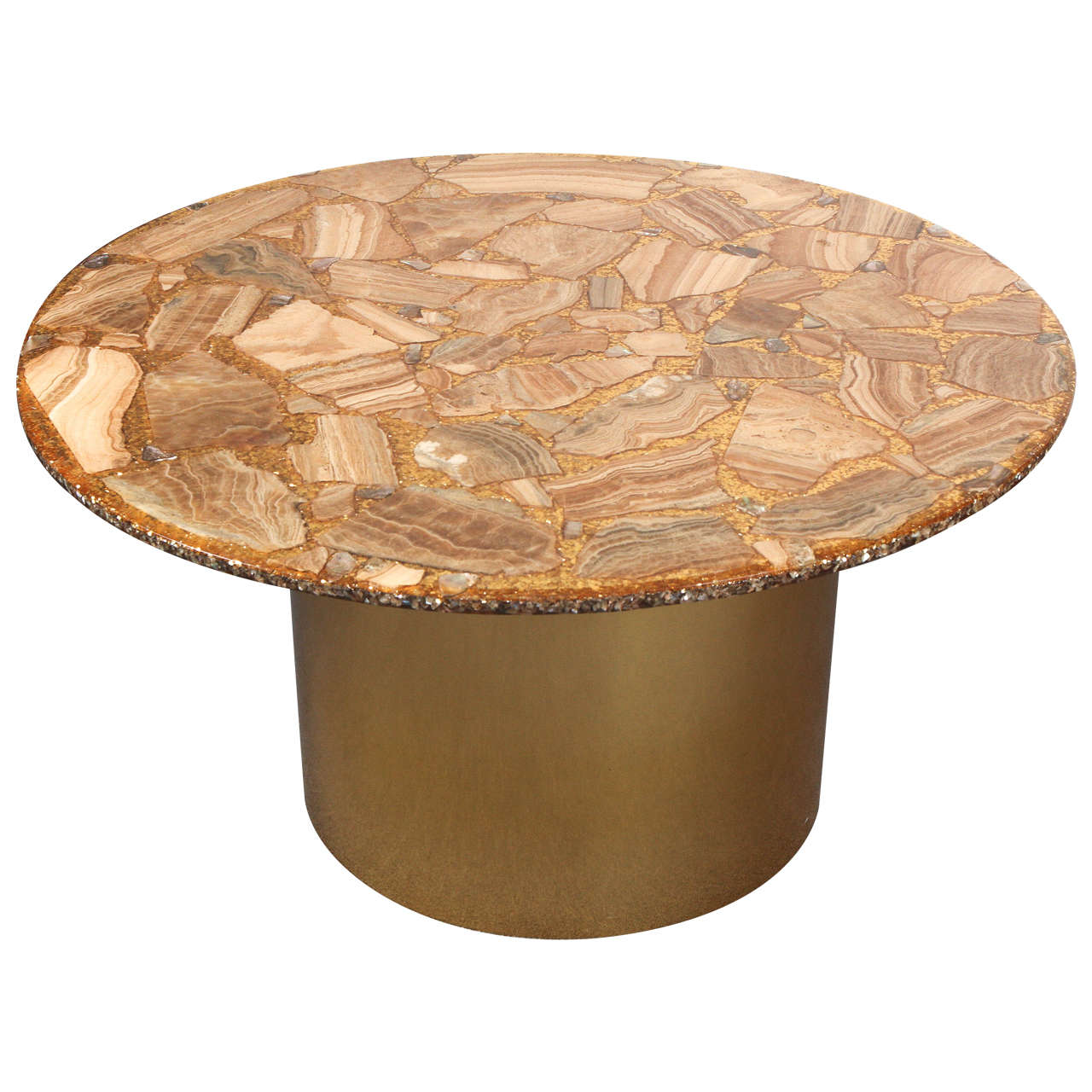 Fabulous Coffee Table with a Top of Agate Embedded in Resin