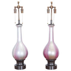 Stunning Pair of Table Lamps with Glass Bases by Frederick Cooper