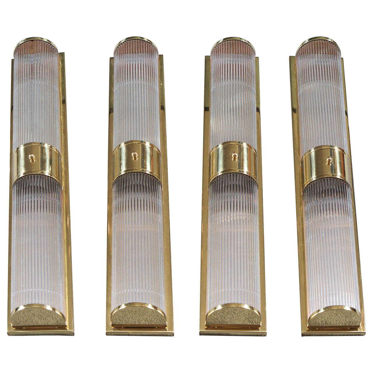 Brass and Glass Rod Sconces by Gaetano Sciolari