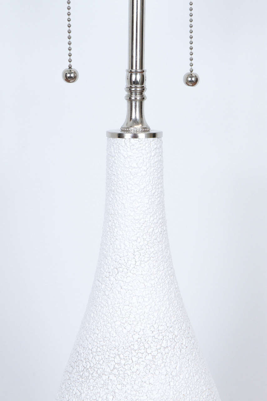 Pair of White Textured Ceramic Table Lamps 1
