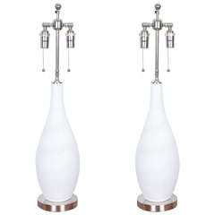 Pair of White Textured Ceramic Table Lamps
