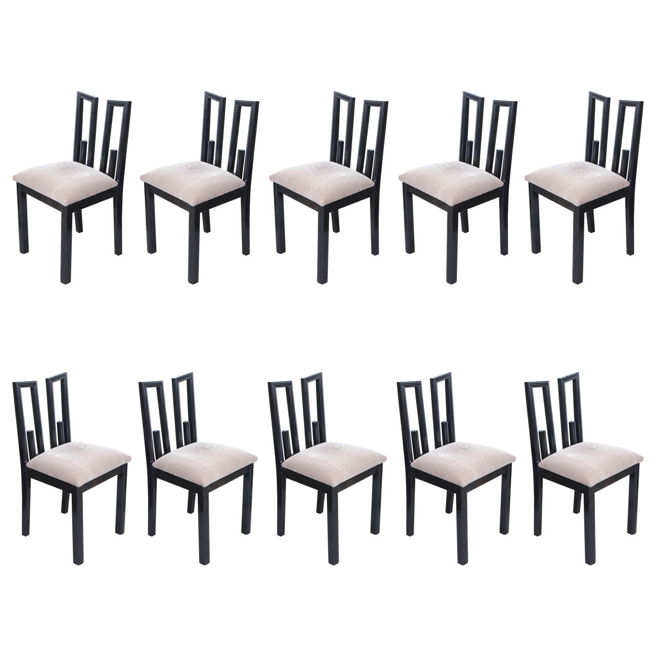 Set of Ten Greek Key Dining Chairs by James Mont