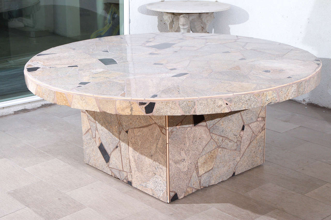 Fabulous stone mosaic outdoor dining table from an Indian Wells estate, completely styled by Steve Chase. 
The table was commissioned by Steve Chase from Marlo Bartels in the 1980s
who is a prominent southern California Artist, whose studio is in