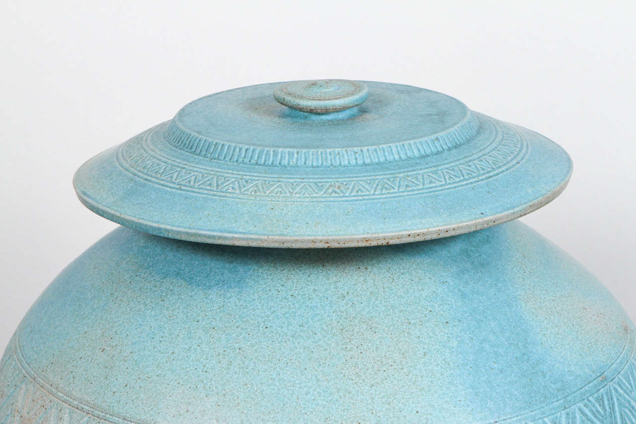 American Monumental Lidded Amphora Style Ceramic Vessel, Custom for Steve Chase For Sale