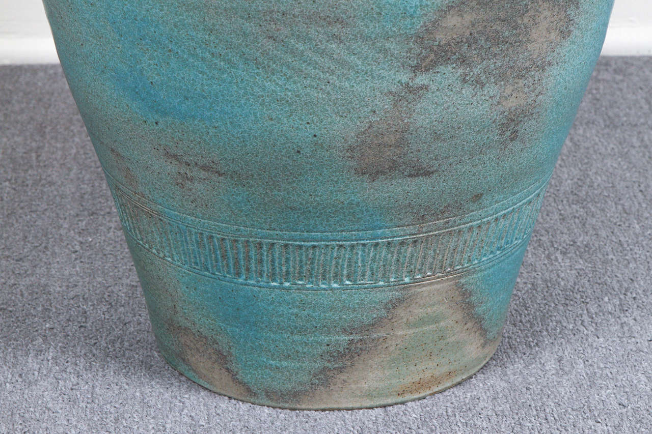Late 20th Century Monumental Lidded Amphora Style Ceramic Vessel, Custom for Steve Chase For Sale