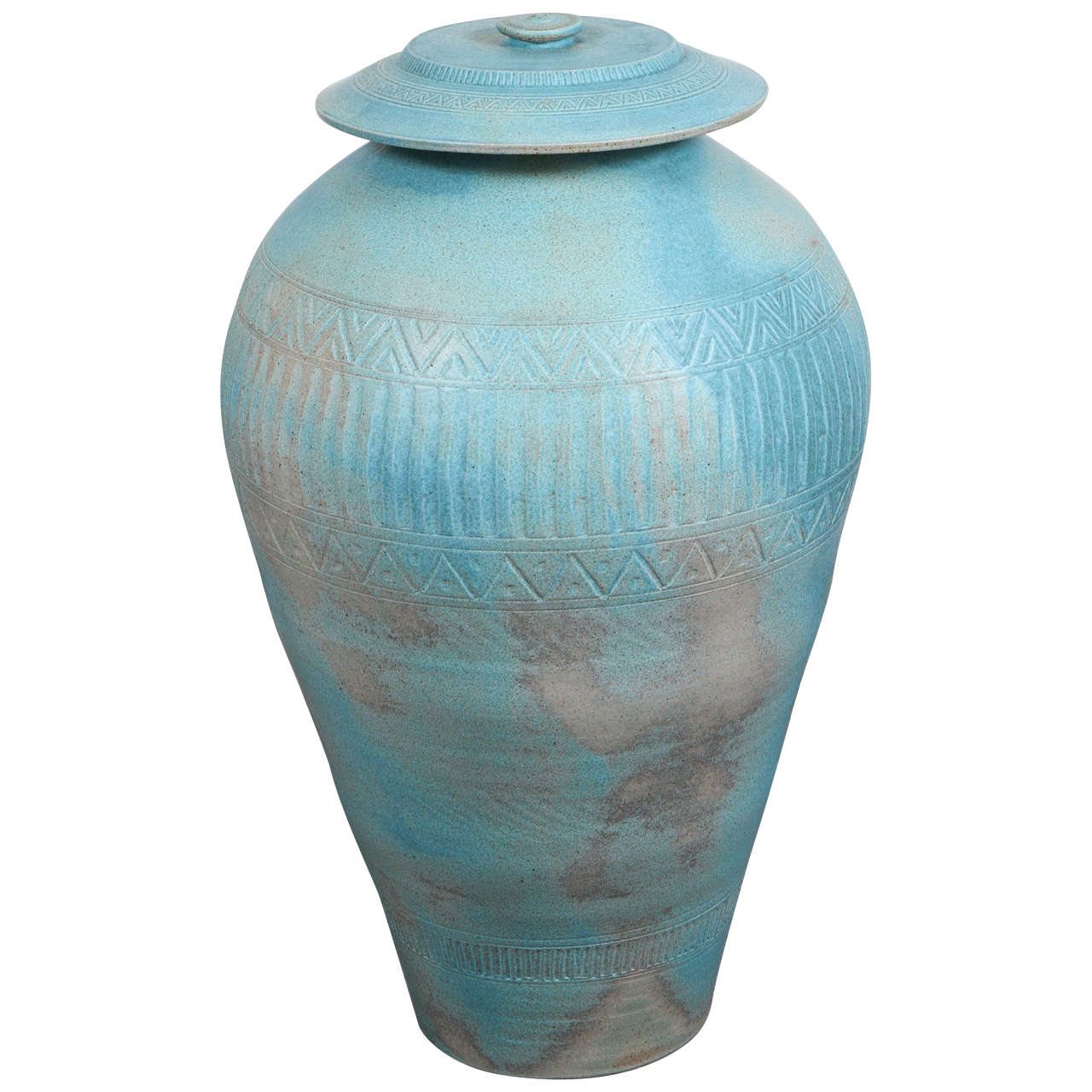 Monumental Lidded Amphora Style Ceramic Vessel, Custom for Steve Chase For Sale