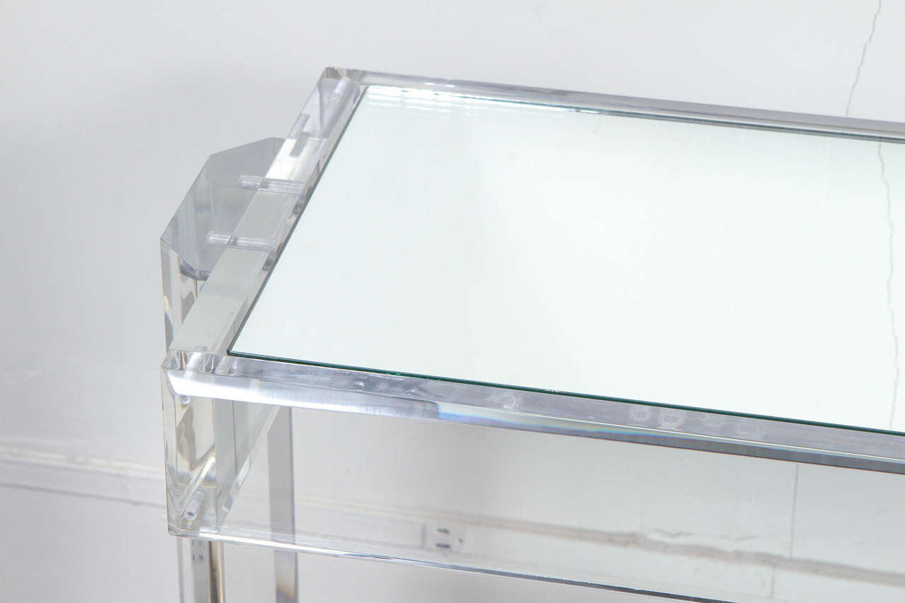 American Elegant Lucite and Mirror Console Table