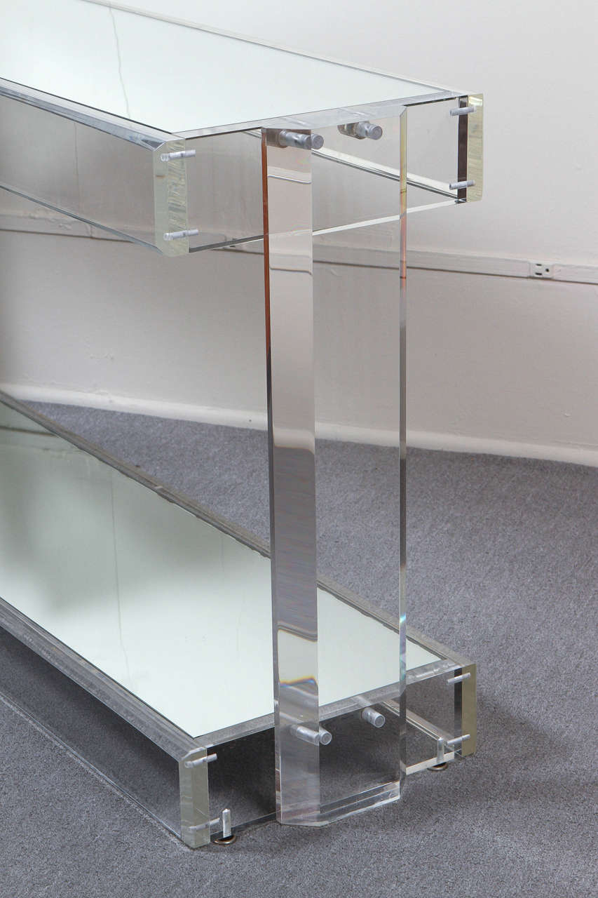 Elegant Lucite and Mirror Console Table 2