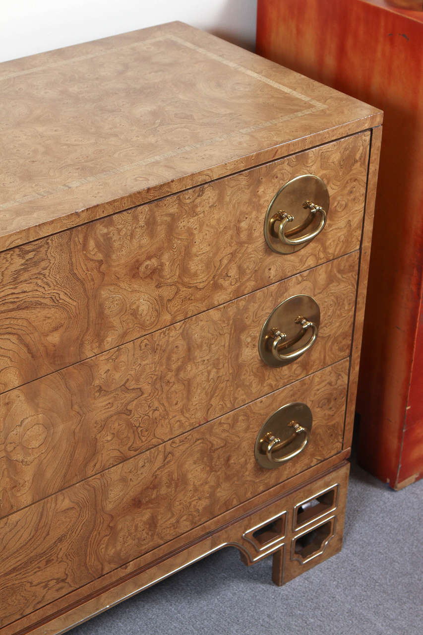 Mid-20th Century Beautiful Oriental Style Burl Wood Chest of Drawers by Mastercraft