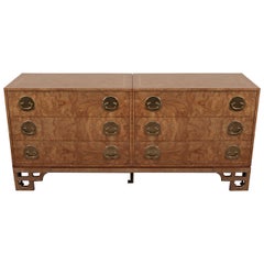 Beautiful Oriental Style Burl Wood Chest of Drawers by Mastercraft