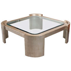 Large Coffee Table with a Beautiful Glazed Silver Leaf Finish