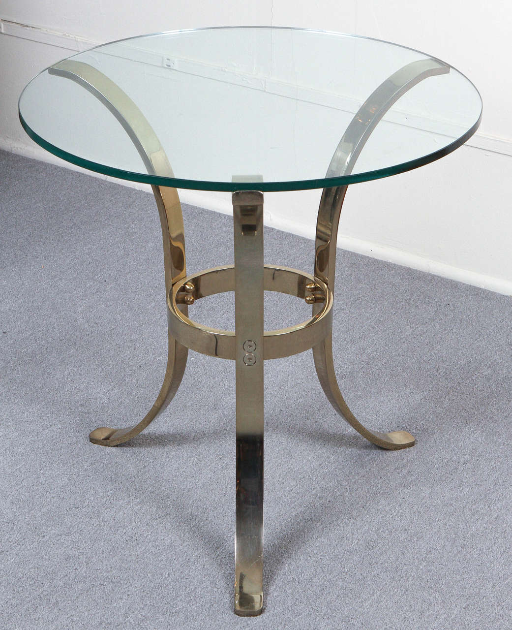 Graceful Brass and Glass Tripod Side Table In Excellent Condition In New York, NY