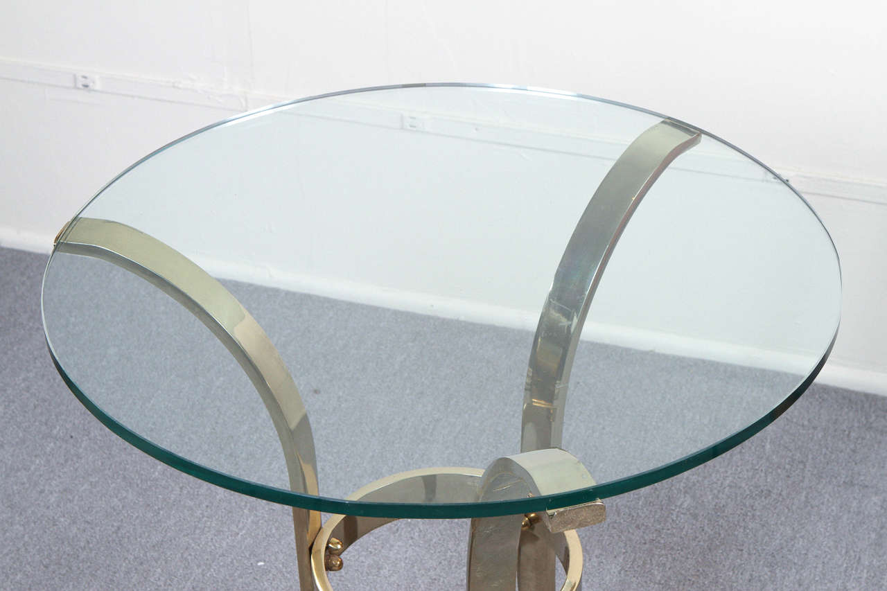 Graceful Brass and Glass Tripod Side Table 2