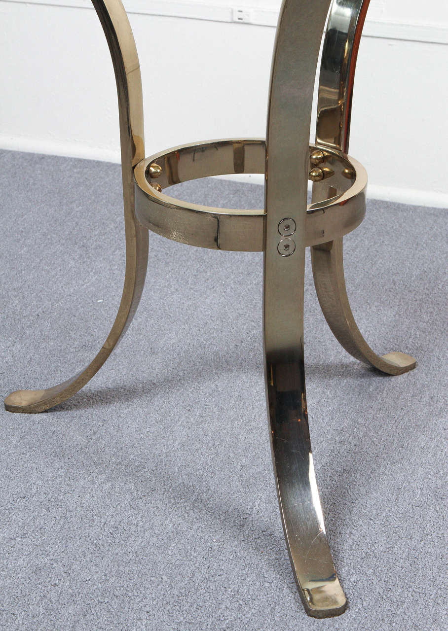 Graceful Brass and Glass Tripod Side Table 1