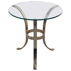 Graceful Brass and Glass Tripod Side Table