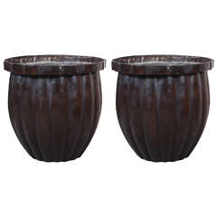 Pair of Very Large Bronze Colored Planters