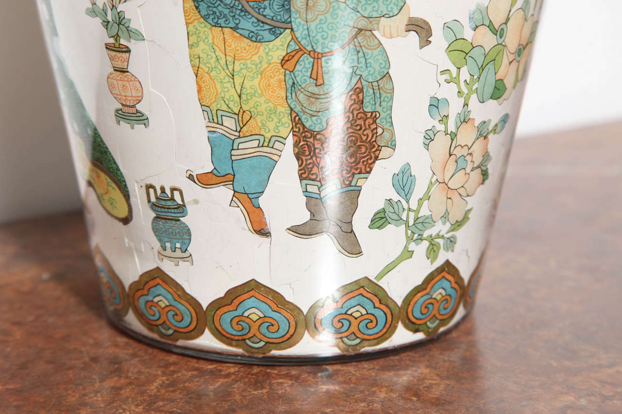 French 19th Century Decalcomania Chinoiserie Decorated Jar with Lid For Sale 4
