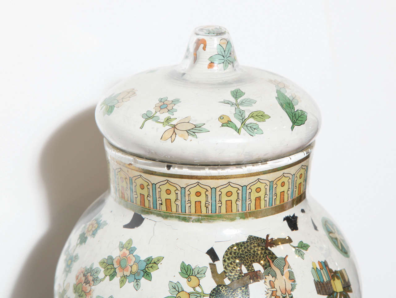 French 19th Century Decalcomania Chinoiserie Decorated Jar with Lid For Sale 7