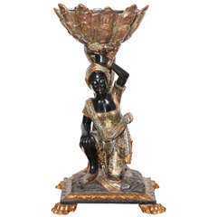 Carved, Ebonized and Parcel-Gilt Blackamoor Stand, Venice, Late 18th Century