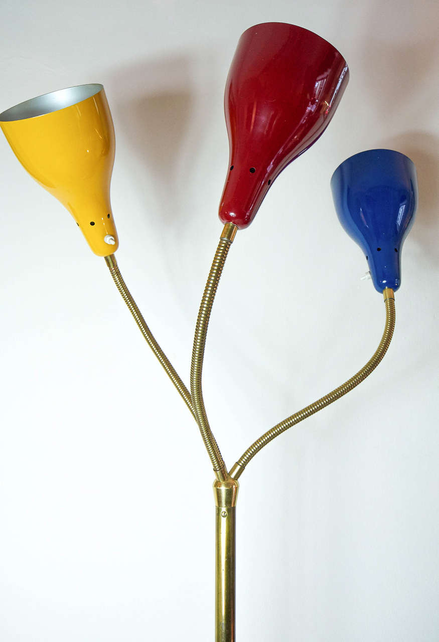 Mid-Century Modern Colorful Three-Arm Floor Lamp by Giuseppe Ostuni for Oluce