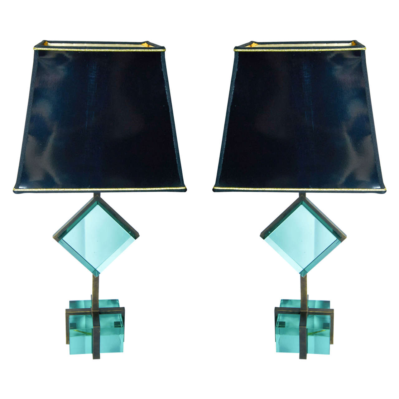 Impactful Pair of Murano Glass Table Lamps by Vistosi, 1960s