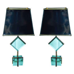 Impactful Pair of Murano Glass Table Lamps by Vistosi, 1960s