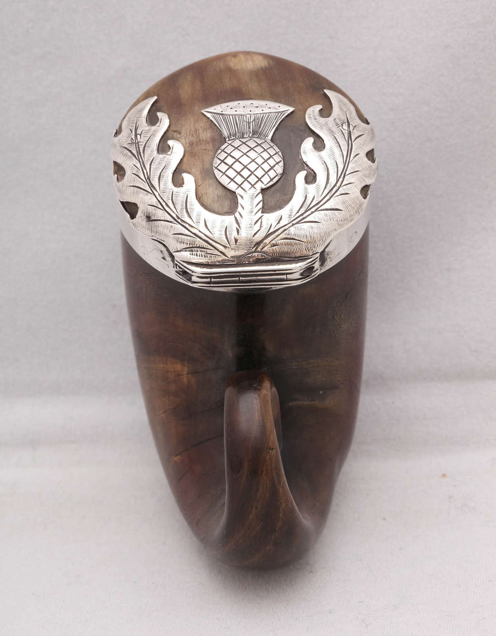 Early 19th Century Georgian Sterling Silver-Mounted Scottish Horn Snuff Mull