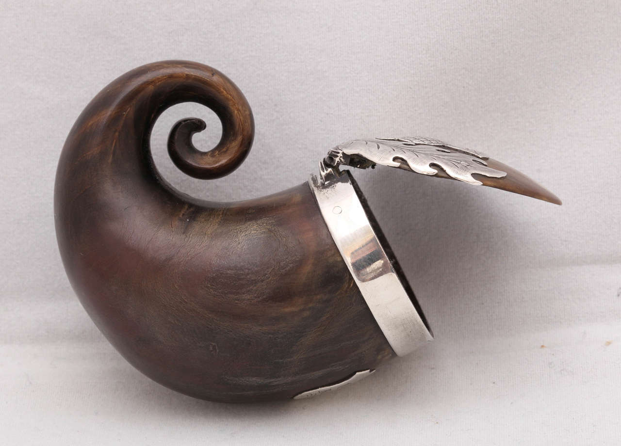 Georgian Sterling Silver-Mounted Scottish Horn Snuff Mull 3